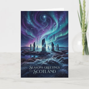 Scotland Standing Stones Aurora Christmas Card