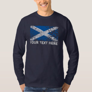 Scotland Text + Grunge Scottish Flag T-Shirt