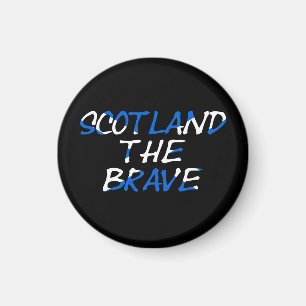 Scotland The Brave overlaid on Scottish Flag macnt Magnet