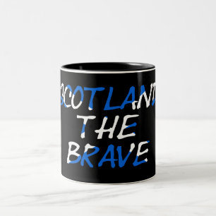 Scotland The Brave overlaid on Scottish Flag mgcnt Two-Tone Coffee Mug