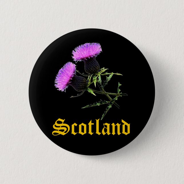 Scotland, thistle 6 cm round badge (Front)