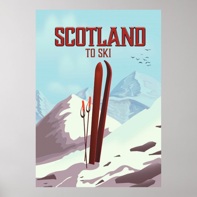 Scotland To Ski vintage travel poster (Front)