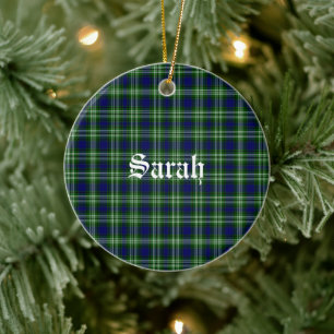 Scotland Tweedside District Tartan Personalised Ceramic Tree Decoration