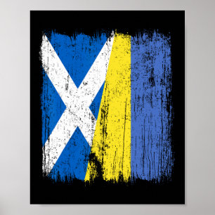 Scotland Ukraine Half Flag Scottish Ukrainian Heri Poster