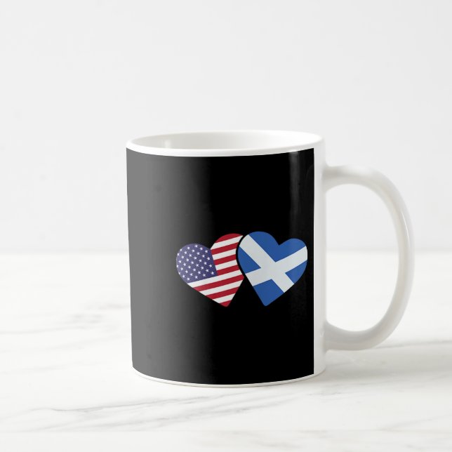 Scotland Usa Flag T Shirt Heart Scottish American  Coffee Mug (Right)