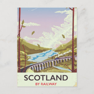 Scotland Vintage locomotive travel poster Postcard