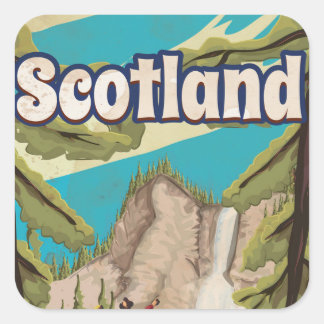Scotland Vintage Travel Poster Square Sticker