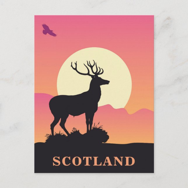 Scotland Vintage Travel Sunset Postcard (Front)