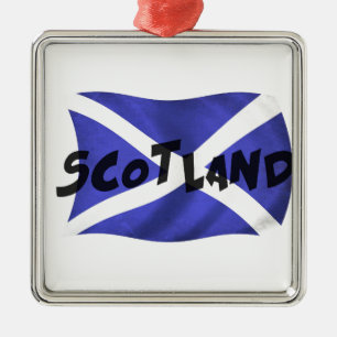 Scotland Wavy Flag Metal Tree Decoration