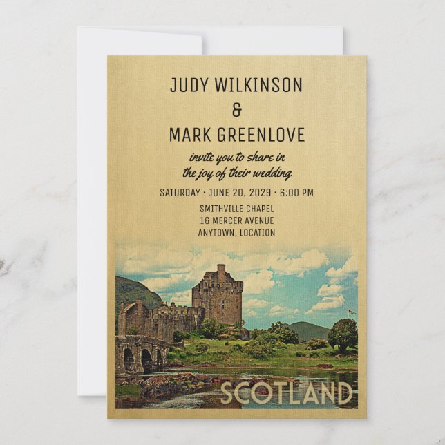Scotland Wedding Invitation Eilean Donan Castle (Front)