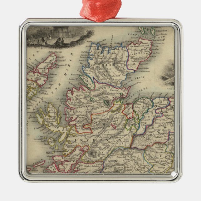 Scotland with inset map of the Shetland Islands Metal Tree Decoration (Front)