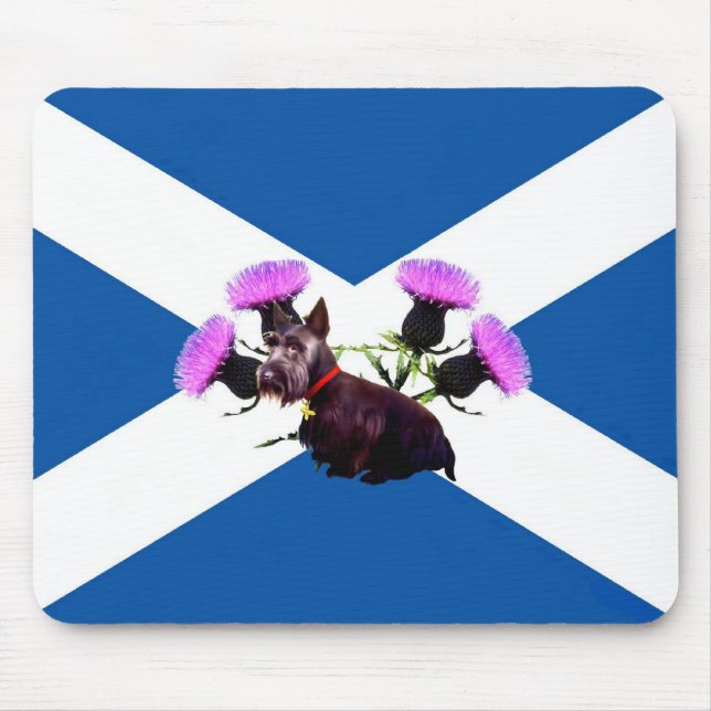 Scotland's Scottish terrier an thistles Mouse Mat (Front)