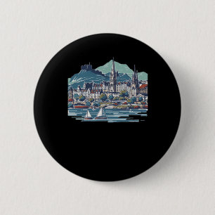 Scotland's Stunning 3d Sketch Isle Of Skye 6 Cm Round Badge