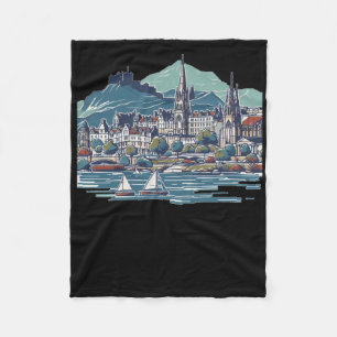 Scotland's Stunning 3d Sketch Isle Of Skye Fleece Blanket