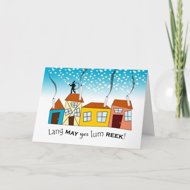 Scots New Year, Lang May Yer Lum Reek, Prosperity Holiday Card (Front)