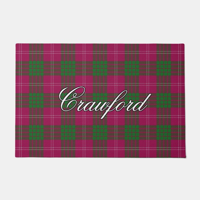 Scots Vista Clan Crawford Tartan Plaid Doormat (Front)