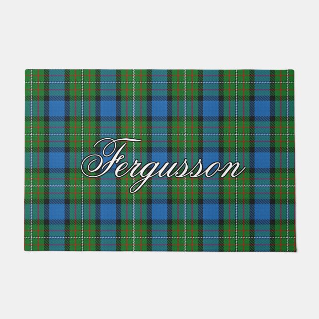 Scots Vista Clan Fergusson Tartan Plaid Doormat (Front)