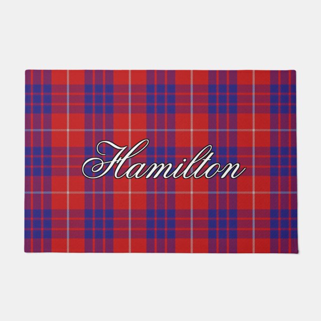 Scots Vista Clan Hamilton Tartan Plaid Doormat (Front)