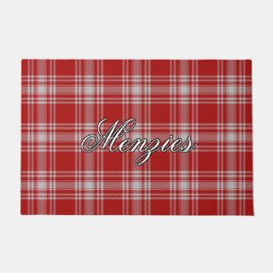 Scots Vista Clan Menzies Red White Tartan Plaid Doormat