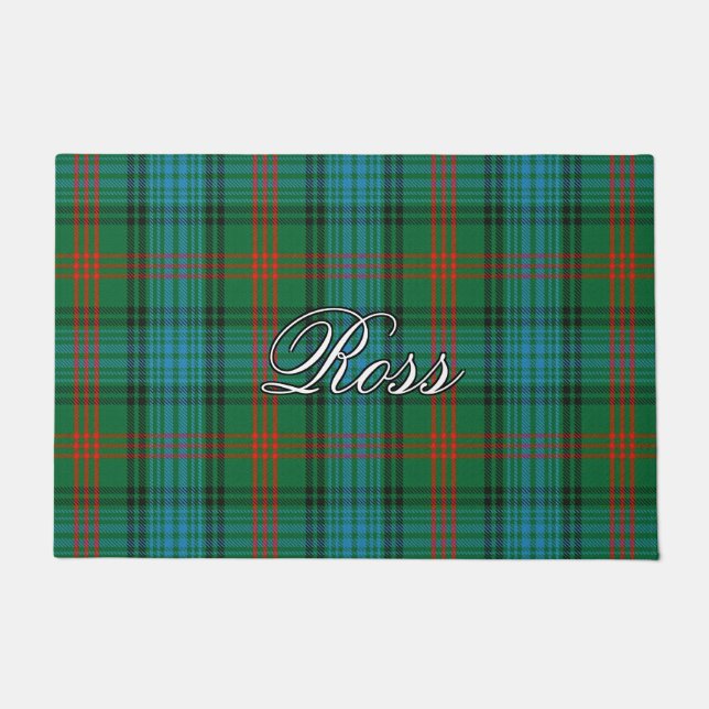 Scots Vista Clan Ross Tartan Plaid Doormat (Front)