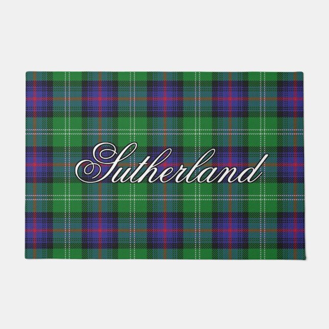 Scots Vista Clan Sutherland Tartan Plaid Doormat (Front)