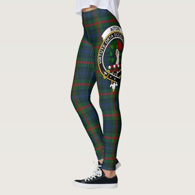 Scotstee Clan Aiton Hunting Crest Tartan Women Leggings (Left)