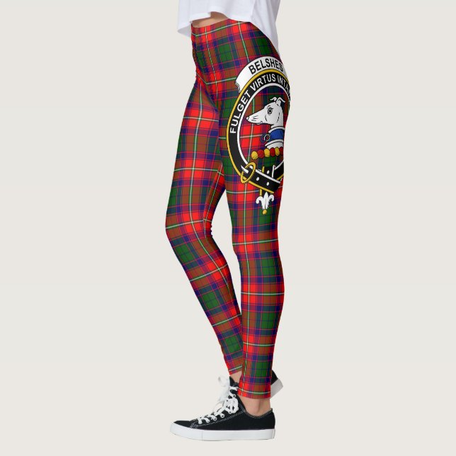 Scotstee Clan Belshes Crest Tartan Women Leggings (Left)