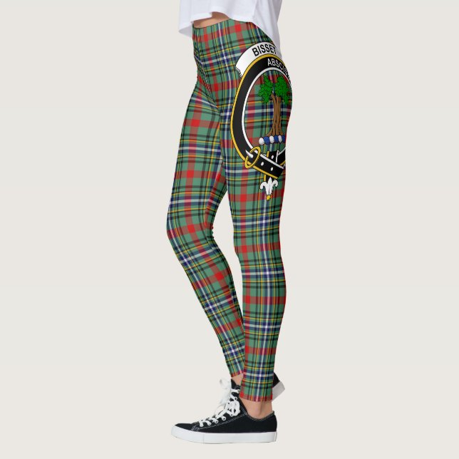 Scotstee Clan Bisset Pattern Crest Tartan Women Leggings (Left)
