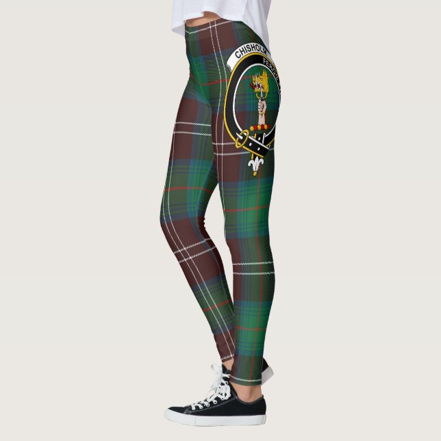 Scotstee Clan Chisholm Hunting Ancient Crest Tarta Leggings (Left)