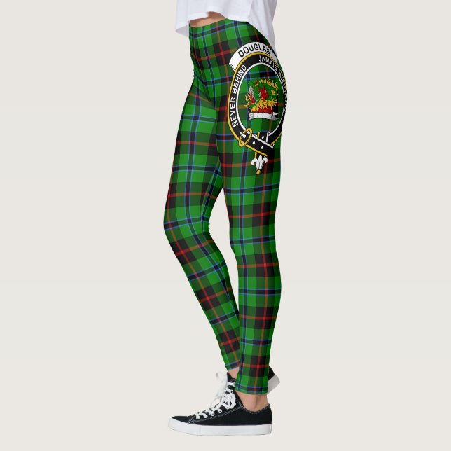 Scotstee Clan Douglas Green Crest Tartan Women Leggings (Left)
