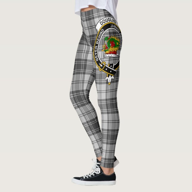 Scotstee Clan Douglas Grey Modern Crest Tartan Leggings (Left)