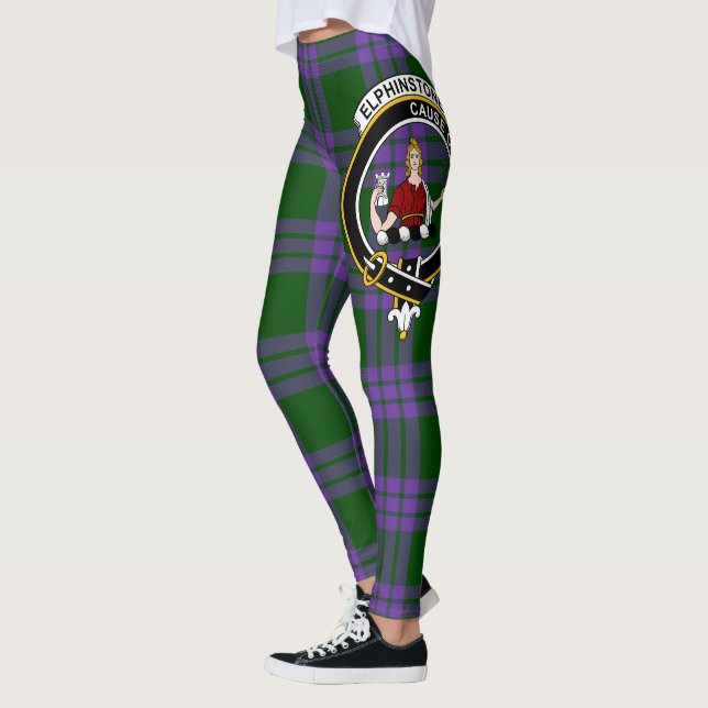 Scotstee Clan Elphinstone Crest Tartan Women  Leggings (Left)