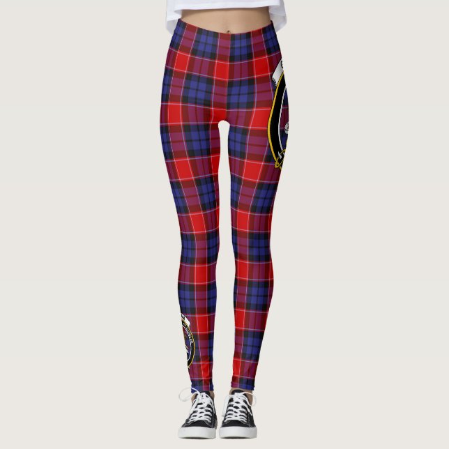Scotstee Clan Graham of Menteith Red Crest Tartan  Leggings (Front)