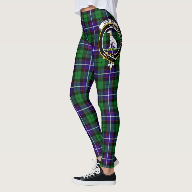 Scotstee Clan Hunter Modern Crest Tartan Women Leggings (Left)