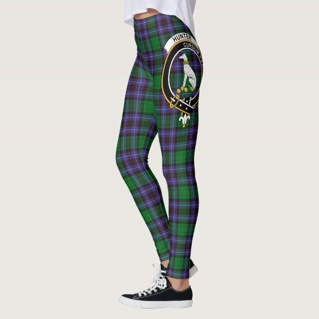 Scotstee Clan Hunter of Peeblesshire Crest Tartan  Leggings (Left)