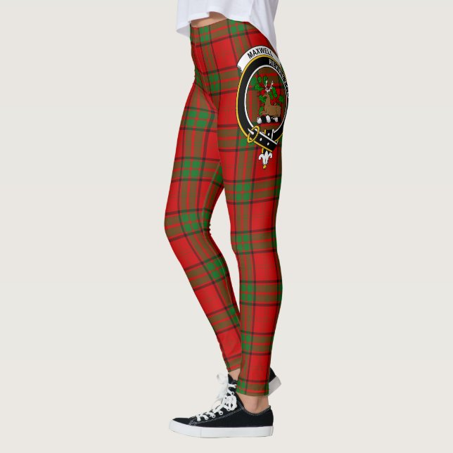 Scotstee Clan Maxwell Crest Tartan Women Leggings (Left)