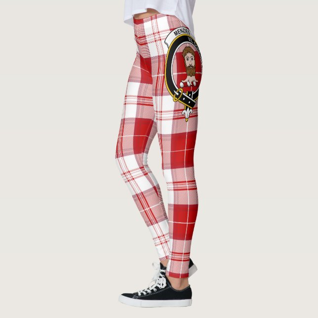 Scotstee Clan MenZies Red Crest Tartan Women Leggings (Left)