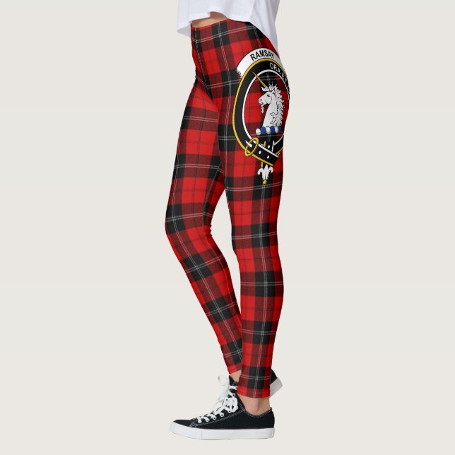 Scotstee Clan Ramsay Red Crest Tartan Women Leggings (Left)