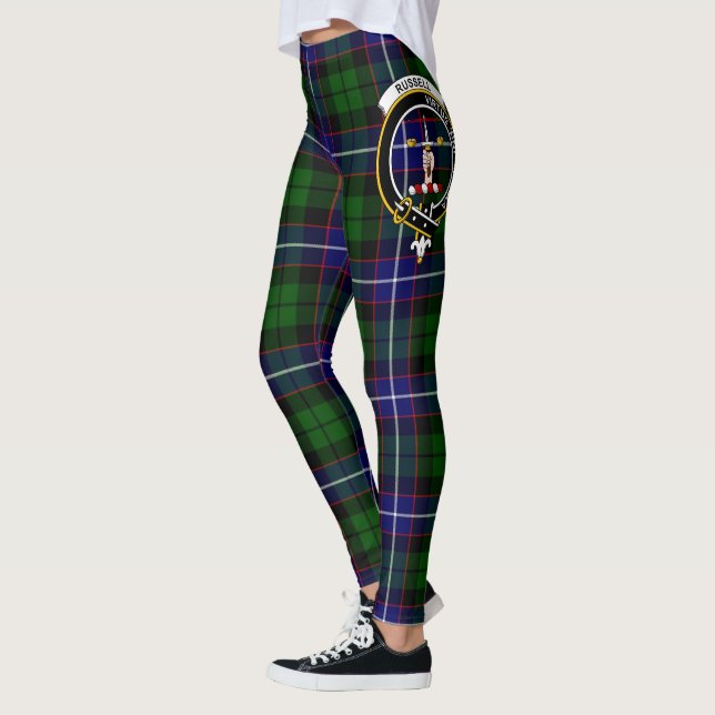 Scotstee Clan Russell Crest Tartan Women Leggings (Left)