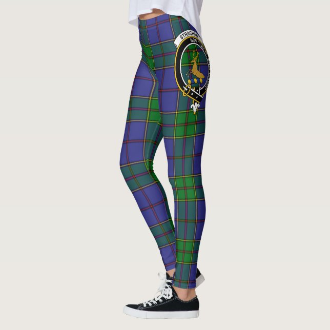 Scotstee Clan Strachan Crest Tartan Women Leggings (Left)