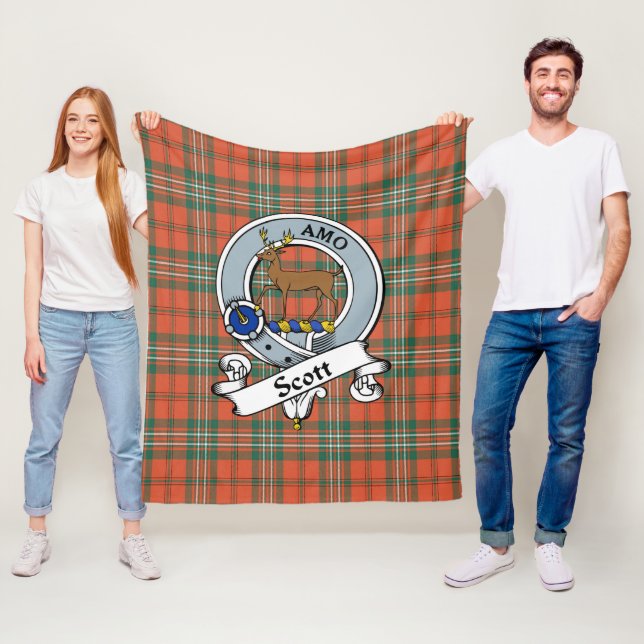 Scott Ancient Clan Badge Tartan Plaid Fleece Blanket (In Situ)