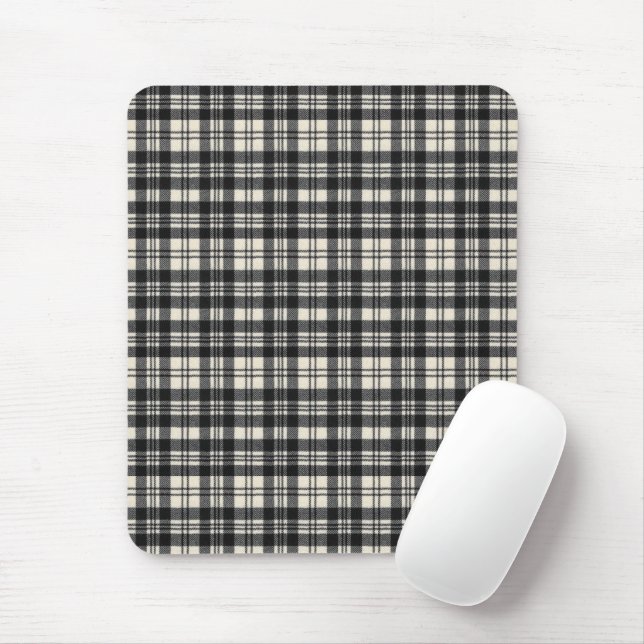 Scott Black and White Original Scottish Tartan Mouse Mat (With Mouse)