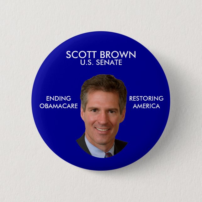 Scott Brown Anti Obama Political Button (Front)