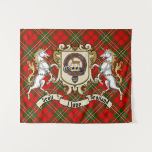 Scott Clan Badge & Unicorns w/Tartan  Tapestry