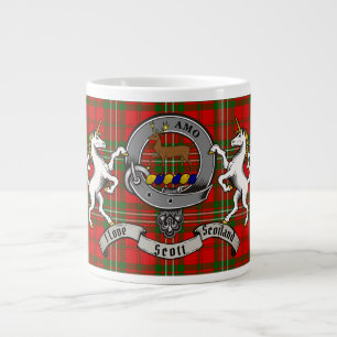 Scott Clan Badge w/Tartan & Unicorn Large Coffee Mug