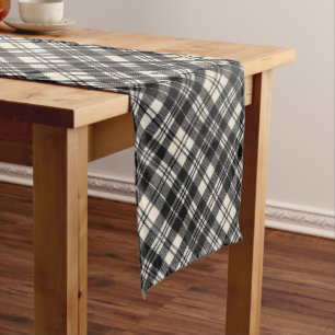 Scott Clan Black and White Modern Scottish Tartan Medium Table Runner
