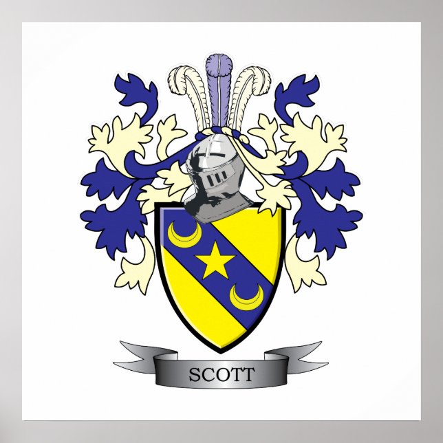 Scott Family Crest Coat of Arms Poster (Front)