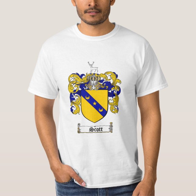 Scott Family Crest - Scottish Coat of Arms T-Shirt (Front)