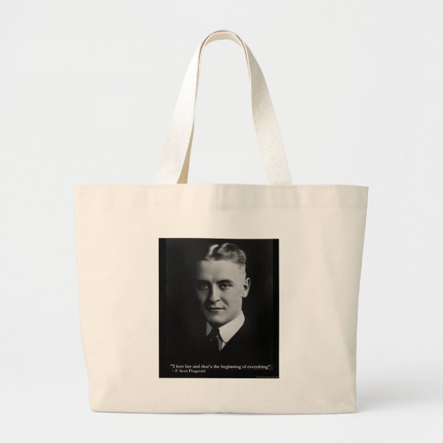 Scott Fitzgerald "Love/Beginning" Quote Gifts Etc Large Tote Bag (Front)