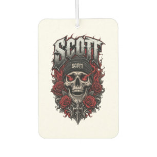 Scott Gothic Skull Personalised Name Design Car Air Freshener